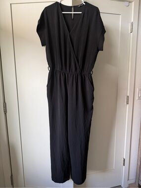 Black Elastic-Waist Jumpsuit, Size L by PrettyGarden